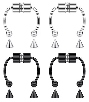 Magnetic Fake Septum Nose Ring Hoop Stainless Steel Non-Pierced Faux Lip Ear ... • $18.64
