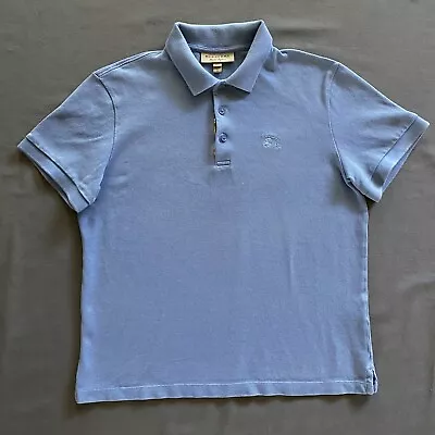 Burberry London Polo Shirt Mens Large Light Blue Pull Over Short Sleeve Used • $34.85