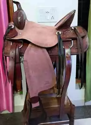 Western Deep Seat Barrel Leather Racing Pleasure Horse Saddle Tack Set Free Ship • $545.31