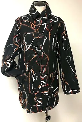 Maralyce Ferree Black W Multicolor Ribbon Looking Pattern Wool Blend Jacket Sz M • $60