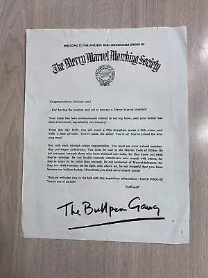 1965 Original Mmms Welcome Letter Original  Mmms Letter Rare!! Marvelmania • $150