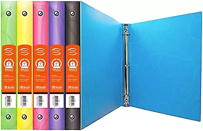 BAZIC 3 Ring Binder 1  Poly Binders Organize Round Ring 2-Count Random Colors • $10.29