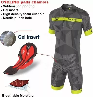 Mens Triathlon Suit Cycling Running Compression Swimming Tri Skinsuit Gel Padded • £29.99