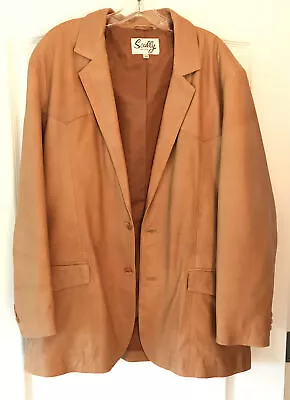 Vintage Western Leather Blazer Coat Scully Brown Jacket Men's 44 Dress Apparel • $99.95