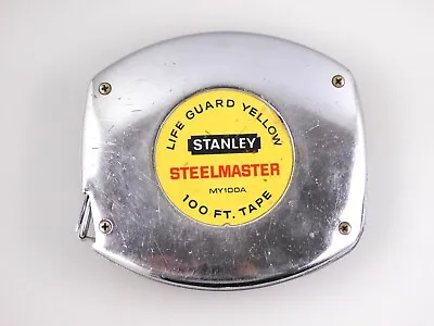 Vintage STANLEY Steelmaster 100 Ft Tape Measure My100A Yellow Steel Tape • $21.99