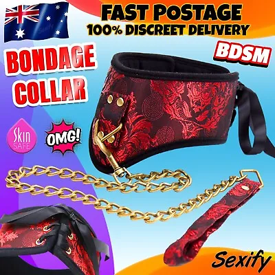 BDSM Bondage Collar Choker Leash Metal Bondage Restraints Set Couples Sex Toy • $24.95