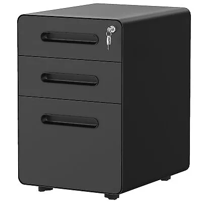 TAUS 3-Drawer Rolling File Cabinet Metal Mobile File Cabinet W/Lock Under Desk • $115