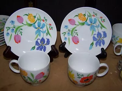 2 Cups And 2 Saucers PRIMAVERA~HEINRICH H & C SELB Bavaria Germany  ~FLORAL • $12.95