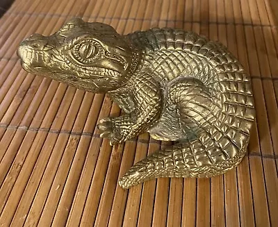 Vintage Karen Callan Signed Heavy Brass Alligator Figurine/paperweight • $19.99