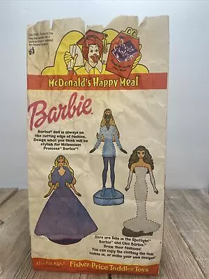 Vintage 1999 McDonald’s Princess Barbie Hot Wheels  Happy Meal Bag Ephemera • $8.99