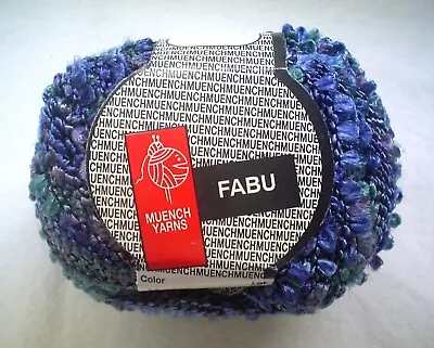 Muench FABU Yarn #M4330 Blue Purple Green VIBRANT & PLAYFUL BOUCLE 50 Grams • $9.49