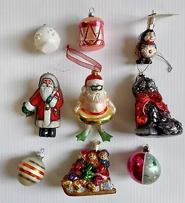 Lot Of 9 Christmas Ornaments Most Glass-Swimming Santa Cat Sledders Bee Cutie • $24.95