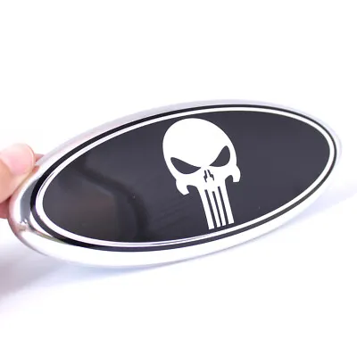 7  Inch Chrome Skull Punisher Tailgate Oval Emblem Decal Badge For 04-14 F150 • $12.99
