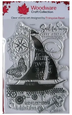 £6.50 • Buy Woodware Clear Acrylic Stamp SAIL FAR AWAY Yacht Compass Collage