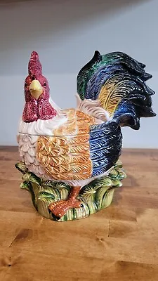 Vintage Jay Imports Ceramic Cookie Jar Rooster Chicken  11  Farmhouse Cottage • $20