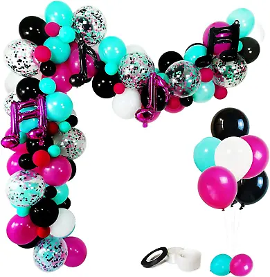 Music Notes Party Decorations Karaoke Balloon Garland & Arch Kit White Rose • $20.95