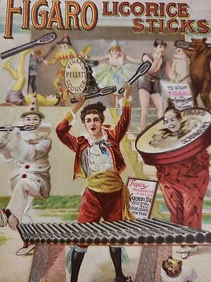 Figaro Licorice Sticks Victorian Trade Card Circus Theme Kauschkolb Druggist... • £37.47