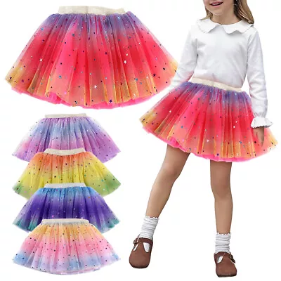 £5.82 • Buy 2-8Yrs Children Fluffy Glitter Pettiskirts Tutu Baby Girls Skirt Princess Ballet