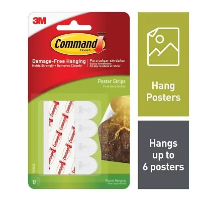 3M Command Poster Strips Hanging & Mounting (12 Strips) • $5.49