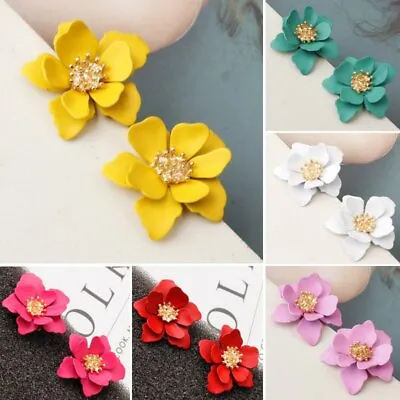 $3.47 • Buy Flower Matte Resin Boho Earrings Ear Stud Wedding Party Summer Women Girl Gift