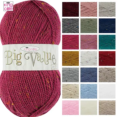 King Cole Big Value Aran Wool 100g Acrylic Knitting Yarn Wool - All Colours • £2.89