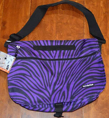 Yak Pak Purple Tiger Stripe Messenger Tote Shoulder Bookbag Travel School • $18.99