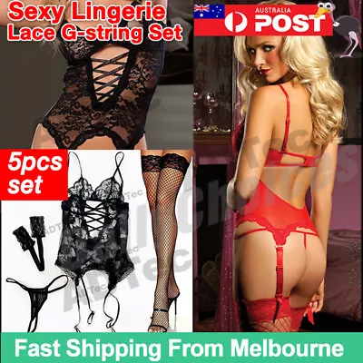$12.59 • Buy Women Sexy Lingerie Lace Erotic Underwear Set G-String Nightwear Sleepwear AU