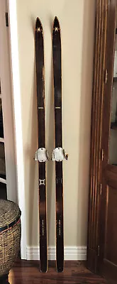 180 Cm Vintage Madshus Wood Cross Country Skis Troll Bindings Norway Lodge Decor • $70