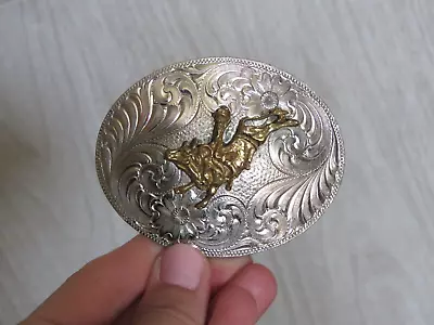 VTG Montana Silversmiths Silver Swirl Western Bull Rider Cowboy Belt Buckle READ • $62.99