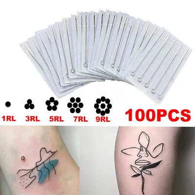 100pcs Mixed Tattoo Needle Set 1RL 3RL 5RL 7RL 9RL Professional Tattoo Tool Kit • $19.22