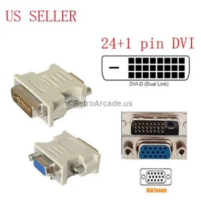 DVI-D 24+1 25 Pin Male To VGA 15 Pin SVGA Female Video Monitor Adapter Converter • $6.98