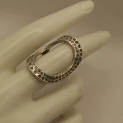 $0.01 • Buy Vintage Solid Sterling 925 Silver OPEN OVAL STATEMENT RING Size 8USA 11.2gs