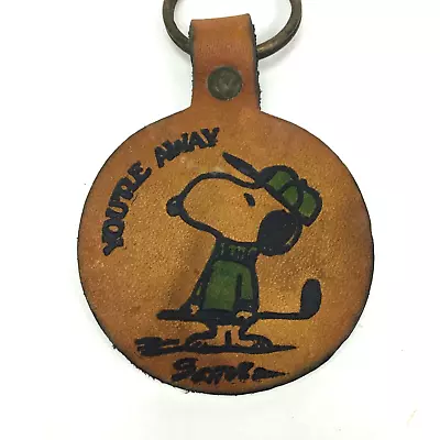£27.63 • Buy Vintage 1980s SNOOPY Golf Leather Keychain, Peanuts Schulz