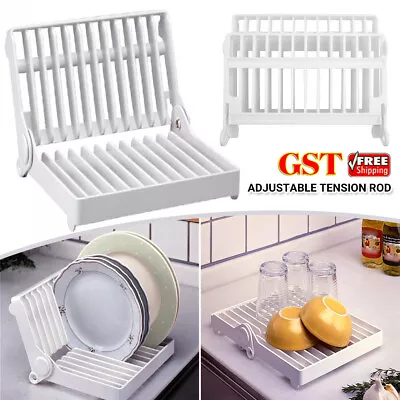 Folding Dish Plate Drying Rack Holder Drainer Kitchen Storage Organizer Stand AU • $13.05