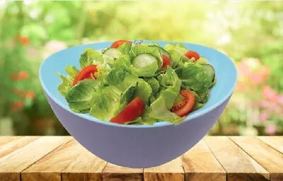 Large Salad Bowl Reusable Two Tone Grey Blue Picnic Tableware Bowl Summer Dining • £5.99