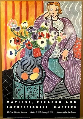 HENRI MATISSE-Purple Robe And Anemones-Museum Of Fine Arts Boston-Poster 1991 • $75