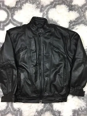 Phoenix Men Black Leather Motorcycle Riding  Jacket  Biker Coat 44 • $50