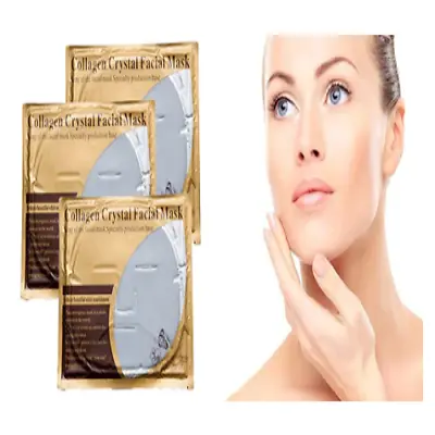 3 X Crystal Collagen Face Mask Anti Ageing Wrinkle Detox Hydrating Peel Off • £2.79