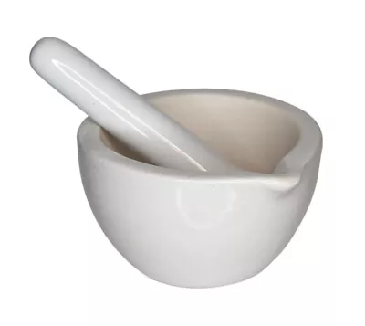 Porcelain Mortar And Pestle 80mm Opening And 60ml Capacity • $13.01