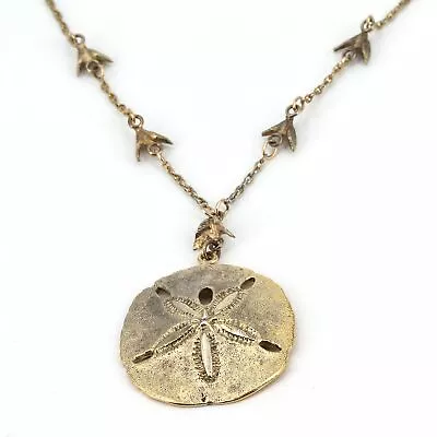 Vintage J&C Ferrara Handcrafted Gold Clad Sterling Sand Dollar & Doves Necklace • $27.95