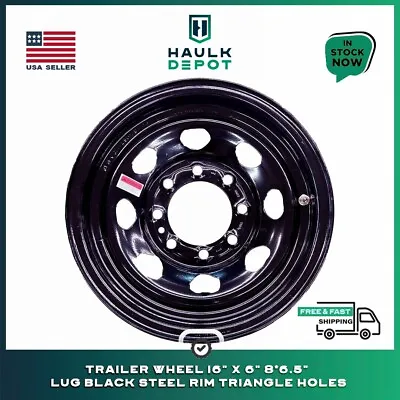 Trailer Wheel 16  X 6  8*6.5  Lug Black Steel Rim Triangle Holes • $91