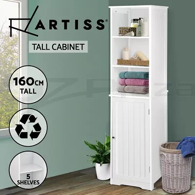 Artiss Bathroom Cabinet Storage 160cm White Tallboy Toilet Laundry Cupboard • $99.95