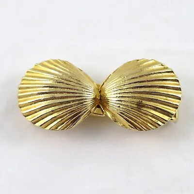 Vintage Mimi Di N Belt Buckle Clam Scallop Shell 1975 Gold Tone • $25