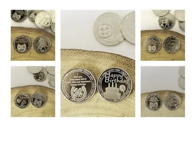 Lucky Coins Engraved Sentimental Good Luck Father Mother Birthday Gift Keepsake • £2.99