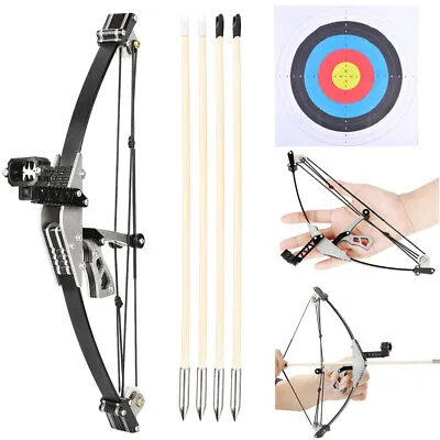 9.5  Mini Compound Bow 10lbs Toy Gift Arrows Target Shooting Archery Pocket Bow • £16.75