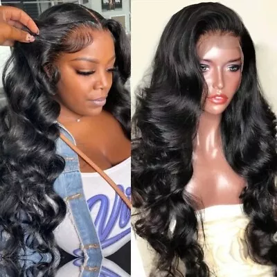 Mongolian Body Wave 13x4 Lace Front Wig Human Hair Pre Plucked With Baby Hair US • $143.99