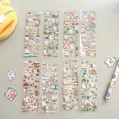 (2pc/All 8) Korean Style Polco Diary Holographic Cute Sticker Sheet Flower Bears • $3.99