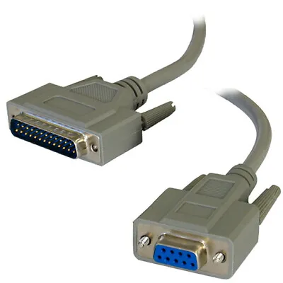 2M D25 25 Pin Female To D9 9 Pin Serial Printer EPOS POS Cable Lead SL-502 • £4.50