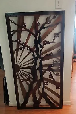 Metal Wall Art Cherry Tree Rustic Sculpture Sun Home Decor Plasma Cut Design Art • $425