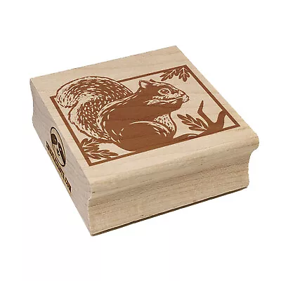 Squirrel With Oak Leaves Square Rubber Stamp For Stamping Crafting • $9.99